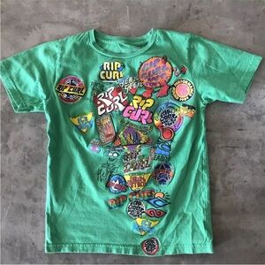 Rip Curl T- Shirt Surf Skate Y2K Small Boys Green
Retro 80s Sticker Logos USA